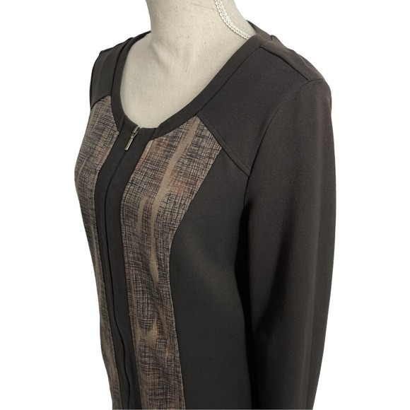 Tribal Womens Long Sleeve Zip Up Bronze Metallic Brown Midi Sheath Dress Size 8 - Picture 5 of 10